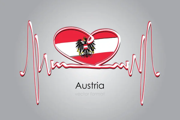 手描きのハートとオーストリアの旗をベクトル形式で — ストックベクタ