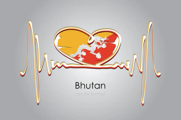 Handbemaltes Herz Und Bhutan Flagge Vektorformat — Stockvektor