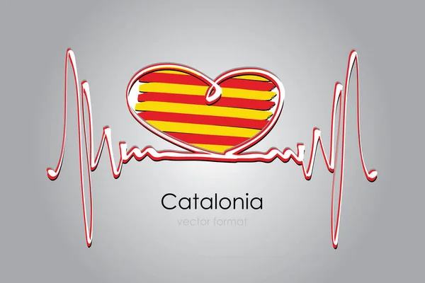 矢量格式手绘心脏和加泰罗尼亚旗 — 图库矢量图片
