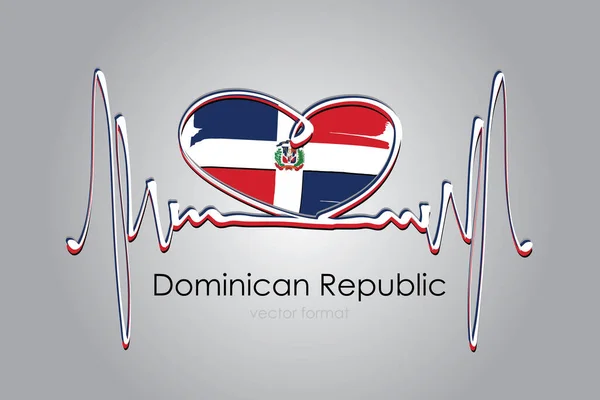 Coração Pintado Mão Bandeira República Dominicana Formato Vetorial — Vetor de Stock