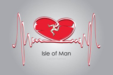 Elle boyanmış kalp ve vektör biçiminde Man Flag Adası