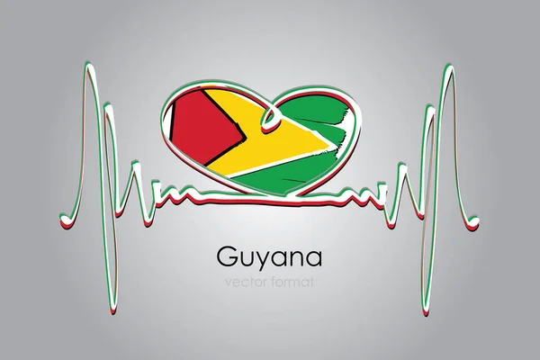 Разрисованное Вручную Сердце Флаг Гайаны Векторном Формате — стоковый вектор