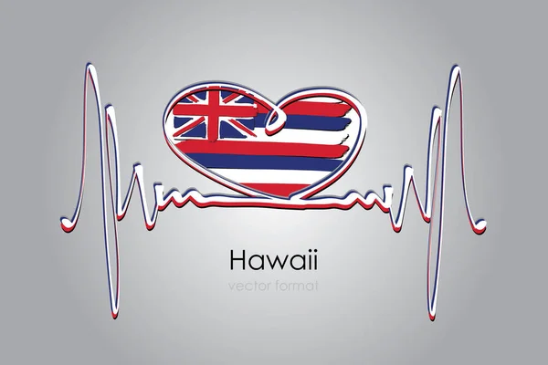 Handgeschilderd Hart Hawaii Vlag Vectorformaat — Stockvector