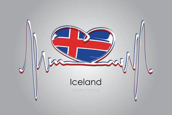 手描きのハートとアイスランドの旗をベクトル形式で — ストックベクタ