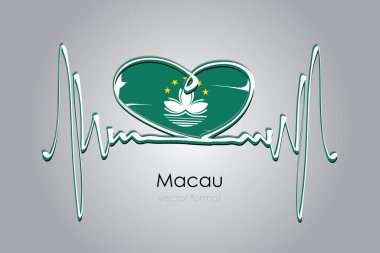 Elle boyanmış kalp ve Macau Bayrağı Vektör Biçiminde