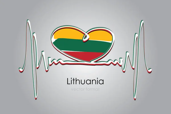 Ručně Malované Srdce Litva Vlajka Vektorovém Formátu — Stockový vektor