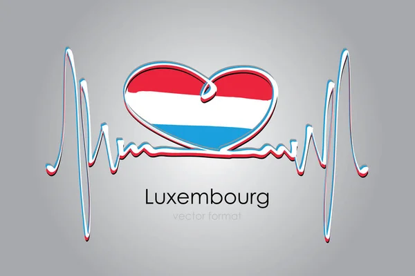 Corazón Pintado Mano Bandera Luxemburgo Formato Vectorial — Vector de stock