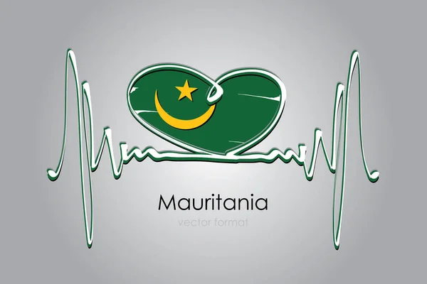 Coeur Peint Main Drapeau Mauritanien Format Vectoriel — Image vectorielle