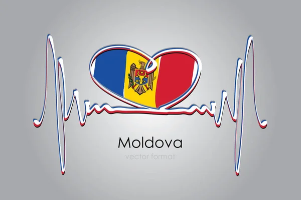Cuore Dipinto Mano Moldavia Bandiera Formato Vettoriale — Vettoriale Stock