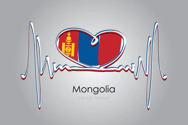 Handgeschilderd Hart Mongolië Vlag Vectorformaat — Stockvector