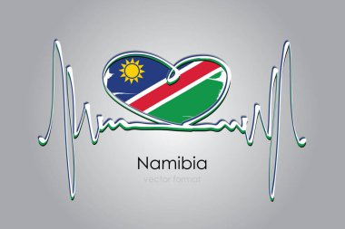 Elle boyanmış kalp ve Namibya Bayrağı Vektör Biçiminde