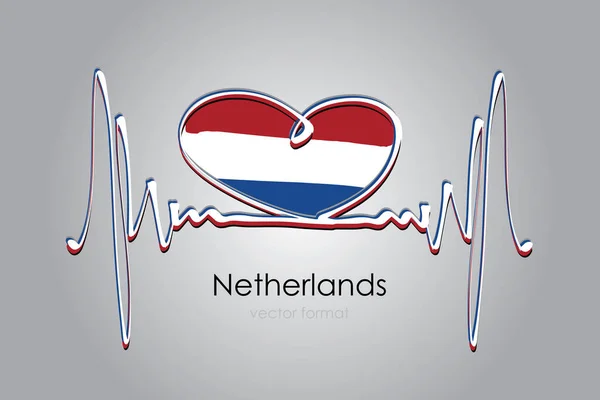 Corazón Pintado Mano Bandera Holanda Formato Vectorial — Vector de stock