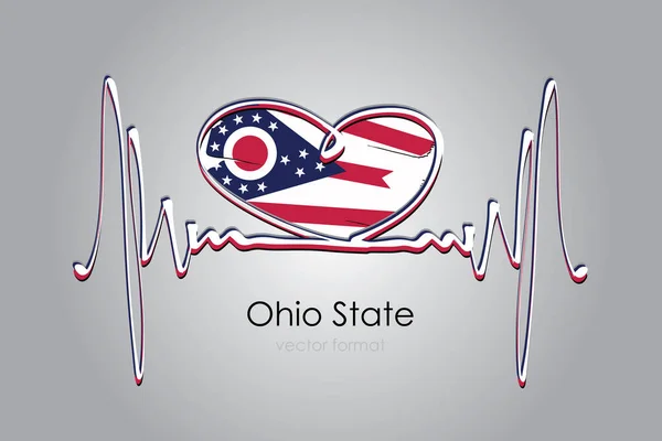 Hand Geschilderd Hart Ohio State Flag Vector Formaat — Stockvector