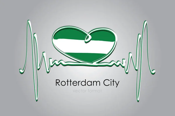 Handmålat Hjärta Och Rotterdam City Flag Vektorformat — Stock vektor
