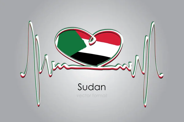 Handbemaltes Herz Und Sudan Flagge Vektorformat — Stockvektor