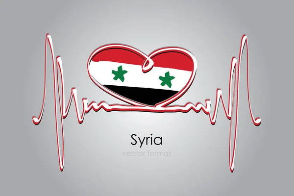 Handmålat Hjärta Och Syriens Flagga Vektorformat — Stock vektor