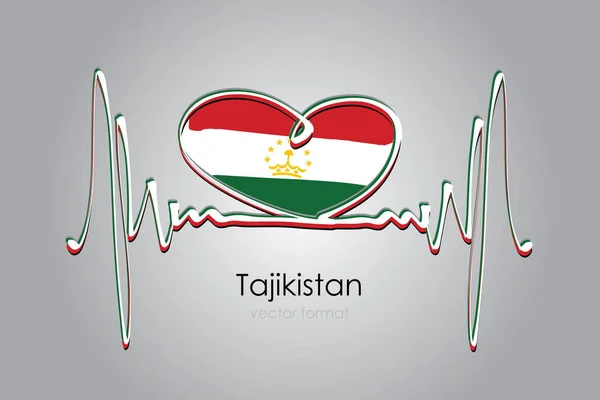 矢量格式的手绘心形和塔吉克斯坦国旗 — 图库矢量图片