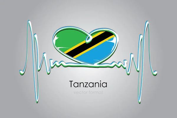 Рука Малювала Серце Прапор Танзанії Vector Format — стоковий вектор