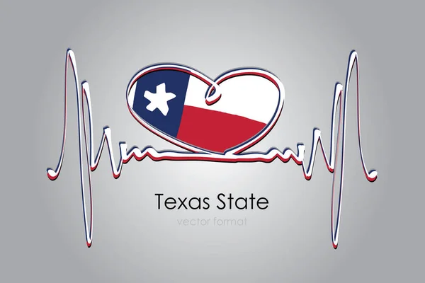 Coeur Peint Main Drapeau État Texas Format Vectoriel — Image vectorielle