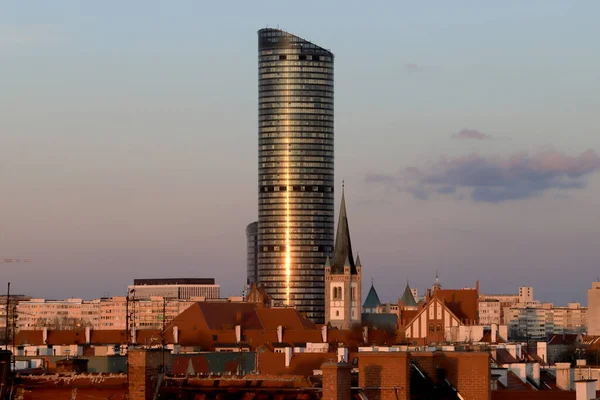 Wroclaw Polen April 2021 Sky Tower Das Höchste Wohnhaus Polens — Stockfoto