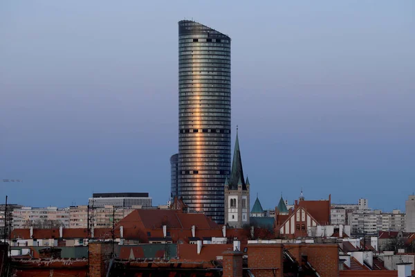 Wroclaw Polonia Aprile 2021 Sky Tower Edificio Residenziale Più Alto — Foto Stock