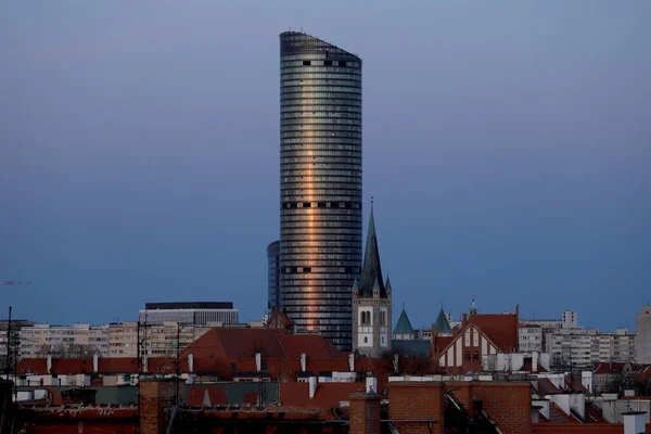 Wroclaw Polonia Aprile 2021 Sky Tower Edificio Residenziale Più Alto — Foto Stock