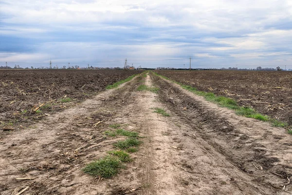 Підготовка Поля Посадки Оранка Ґрунту Весняний Час — стокове фото