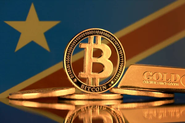 Bitcoin 金のバー コンゴ民主共和国の物理バージョン — ストック写真