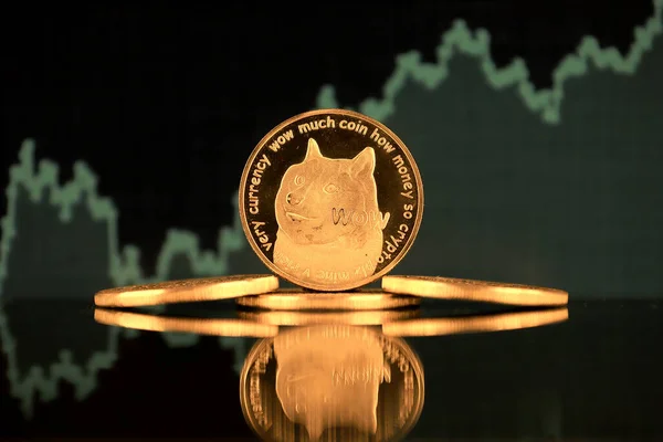 Dogecoin Cryptocurrency 버전이다 급속하게 성장하는 암호화 블록체인 시장에서 투자자들을 개념적 — 스톡 사진