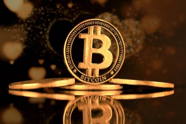 Bitcoin 'in fiziksel versiyonu. Hızlı büyüyen kripto para birimindeki yatırımcılar için kavramsal bir görüntü ve engelleme zinciri teknoloji pazarı.