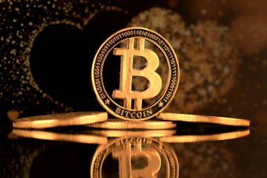 Bitcoin 'in fiziksel versiyonu. Hızlı büyüyen kripto para birimindeki yatırımcılar için kavramsal bir görüntü ve engelleme zinciri teknoloji pazarı.