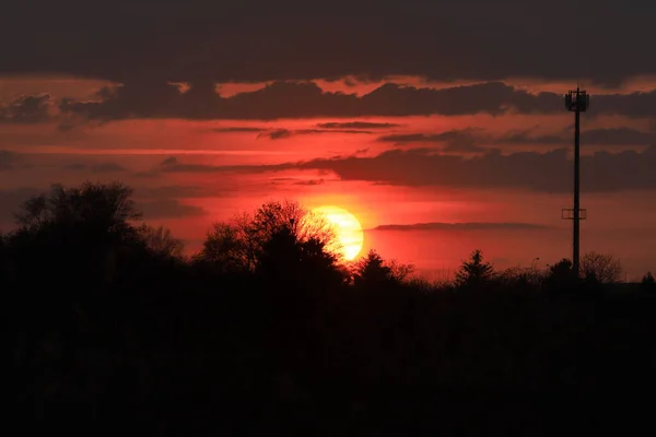 Beautiful Sunset Clouds Last Day April Wroclaw Poland Europe — Stock Photo, Image