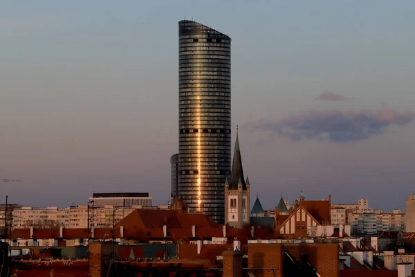 Wroclaw Polonia Aprile 2021 Sky Tower Edificio Residenziale Più Alto — Foto Stock