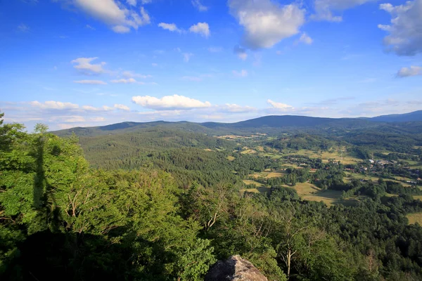 Pohled Krzyzny Gora 654 Oblasti Rudawy Janowickie Pohoří Jihozápadním Polsku — Stock fotografie