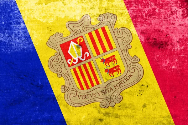 Andorra flagga med en vintage och gamla utseende — Stockfoto