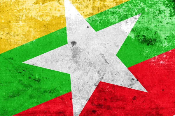 Burma Flagge im Vintage und Old Look — Stockfoto