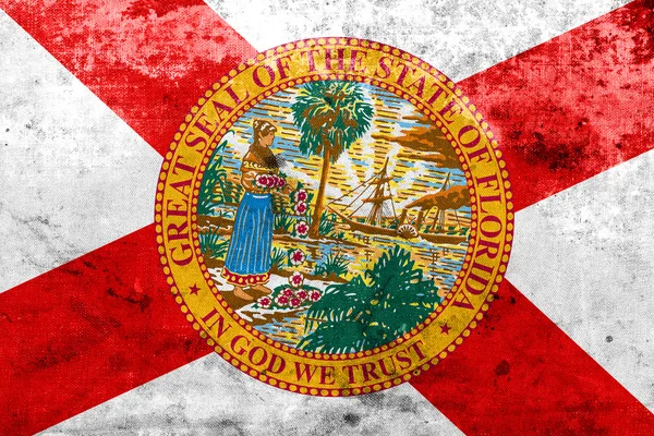 Florida státu vlajky s veteránem a staré podívat — Stock fotografie