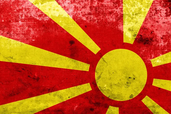 Vlajka Makedonie s vintage a starý vzhled — Stock fotografie