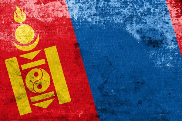 Bandeira da Mongólia com um look vintage e antigo — Fotografia de Stock