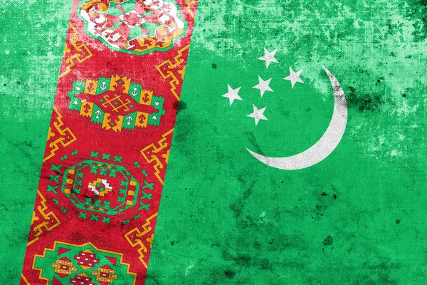 Vlajka Turkmenistánu s vintage a starý vzhled — Stock fotografie