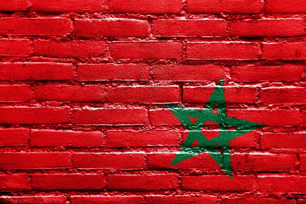 Maroc Drapeau peint sur un mur de briques — Photo