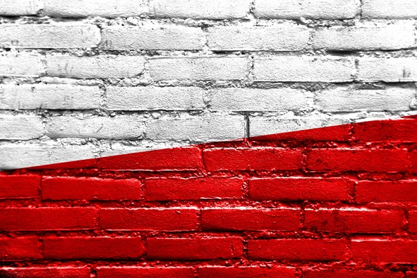 Pologne Drapeau peint sur un mur de briques — Photo