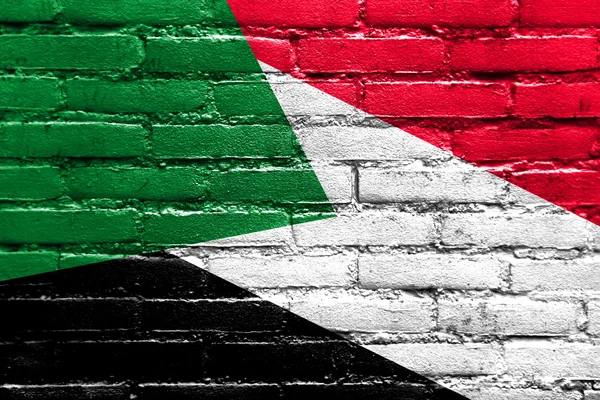 Sudan Flag painted on brick wall — Stock Photo, Image