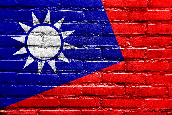 Taiwan Bandeira pintada na parede de tijolo — Fotografia de Stock