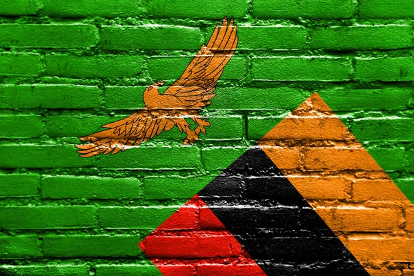Sambia-Flagge auf Ziegelwand gemalt — Stockfoto