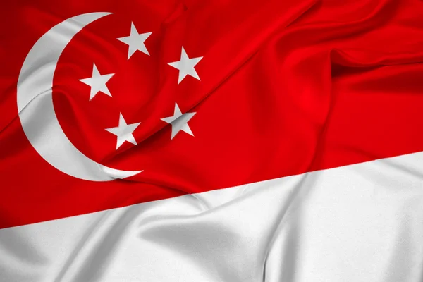 Viftar singapore flagga — Stockfoto