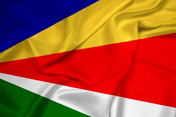 Seychellen-Flagge schwenken — Stockfoto