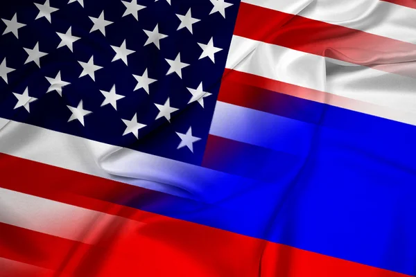 Acenando EUA e Rússia Bandeira — Fotografia de Stock