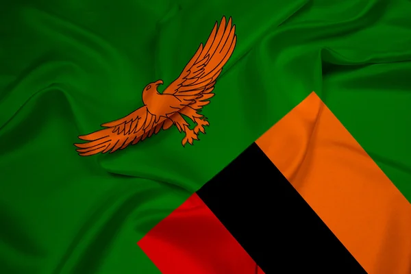 Ondeando bandera de Zambia — Foto de Stock