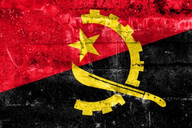 Grunge duvara boyalı angola bayrağı